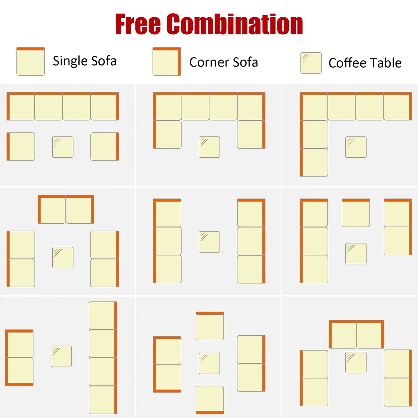 HOMASIS 7 Piece Outdoor Patio Rattan Furniture Set Sectional Sofa