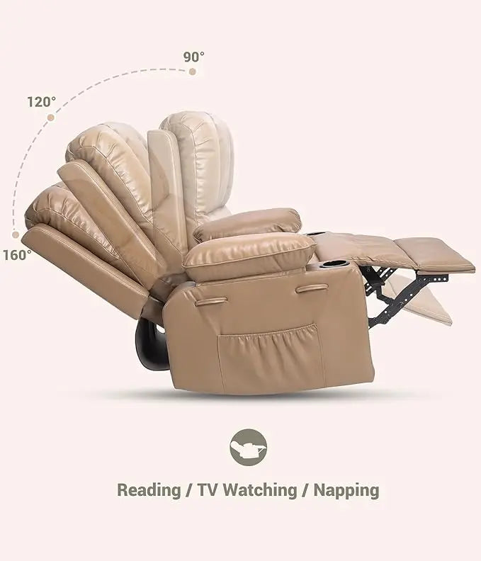 Leather Recliner Chair Overstuffed Manual Recliner For Living Room