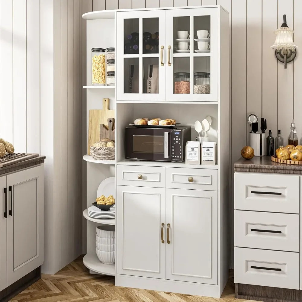 Pantry Storage Cabinet With Charging Station Farmhouse Kitchen Hutch