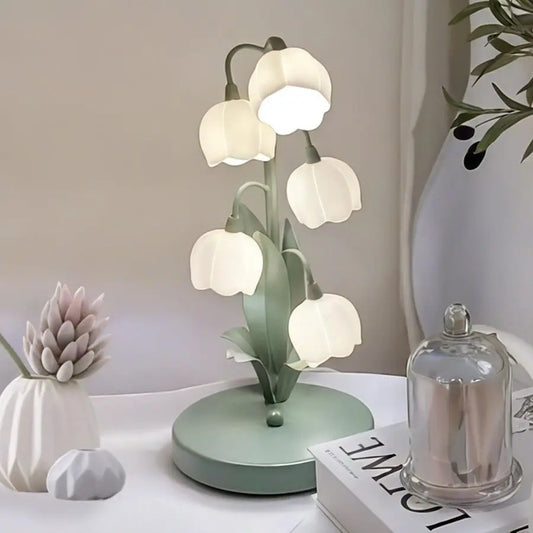 Elegant Bell Orchid Flower Lamp Five Bulb Reading Light