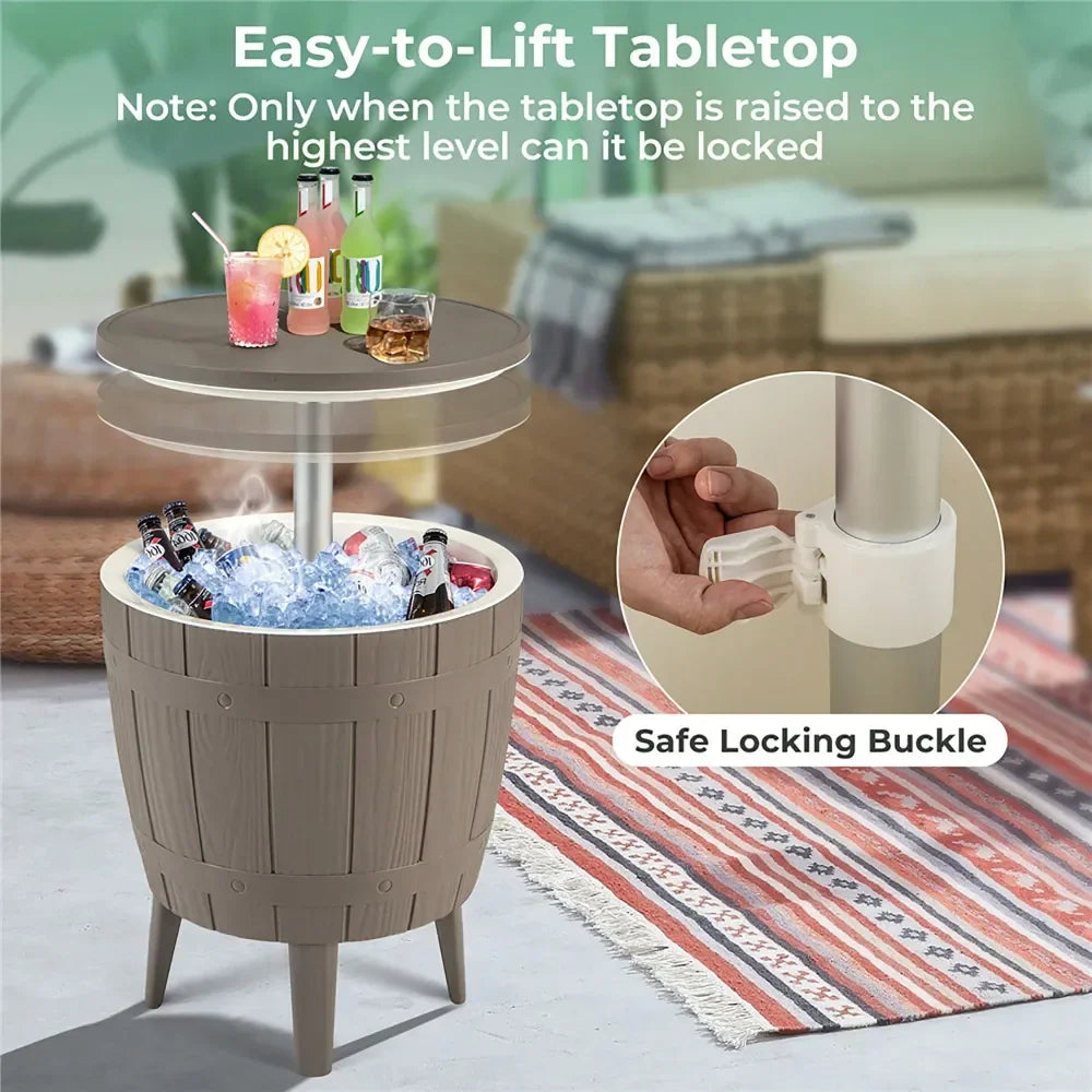 Bar Table 10 Gallon Cooler Bar Table W Telescopic Tabletop 3In1 Coffee Table Ice Bucket