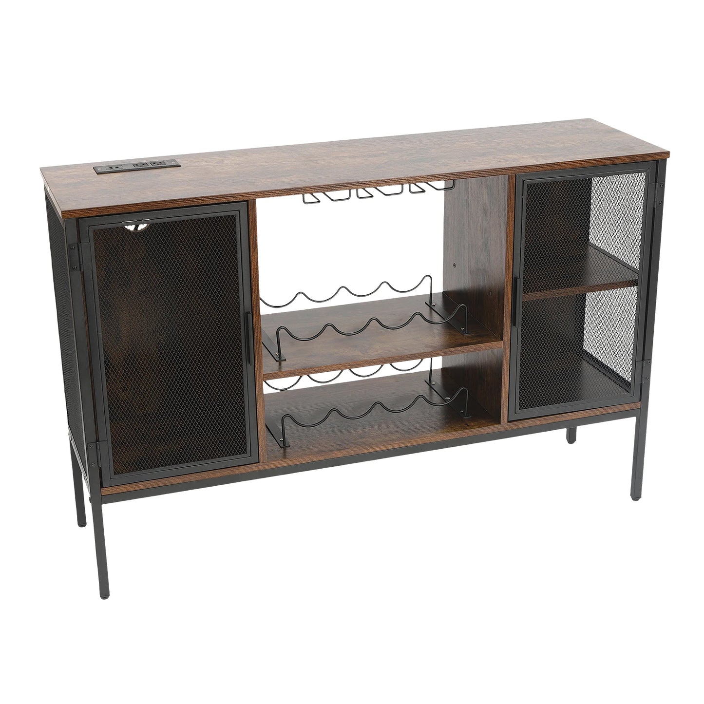 Wine Bar Cabinet With Glass Holder And Coffee Station