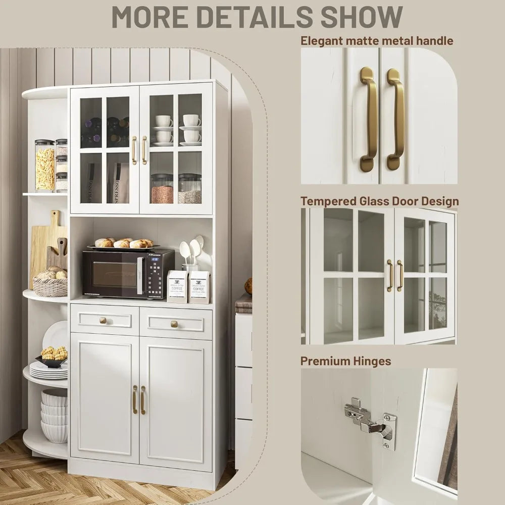 Pantry Storage Cabinet With Charging Station Farmhouse Kitchen Hutch