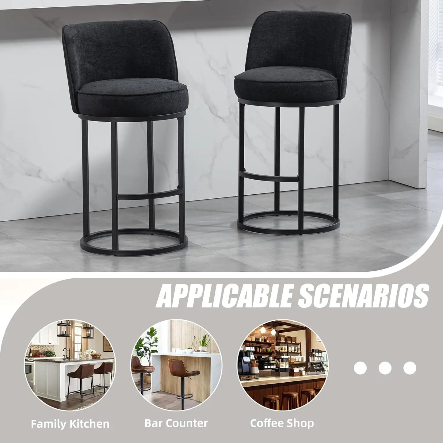 Bar Stools Set Of 4 Modern Linen Upholstered Bucket Backrests