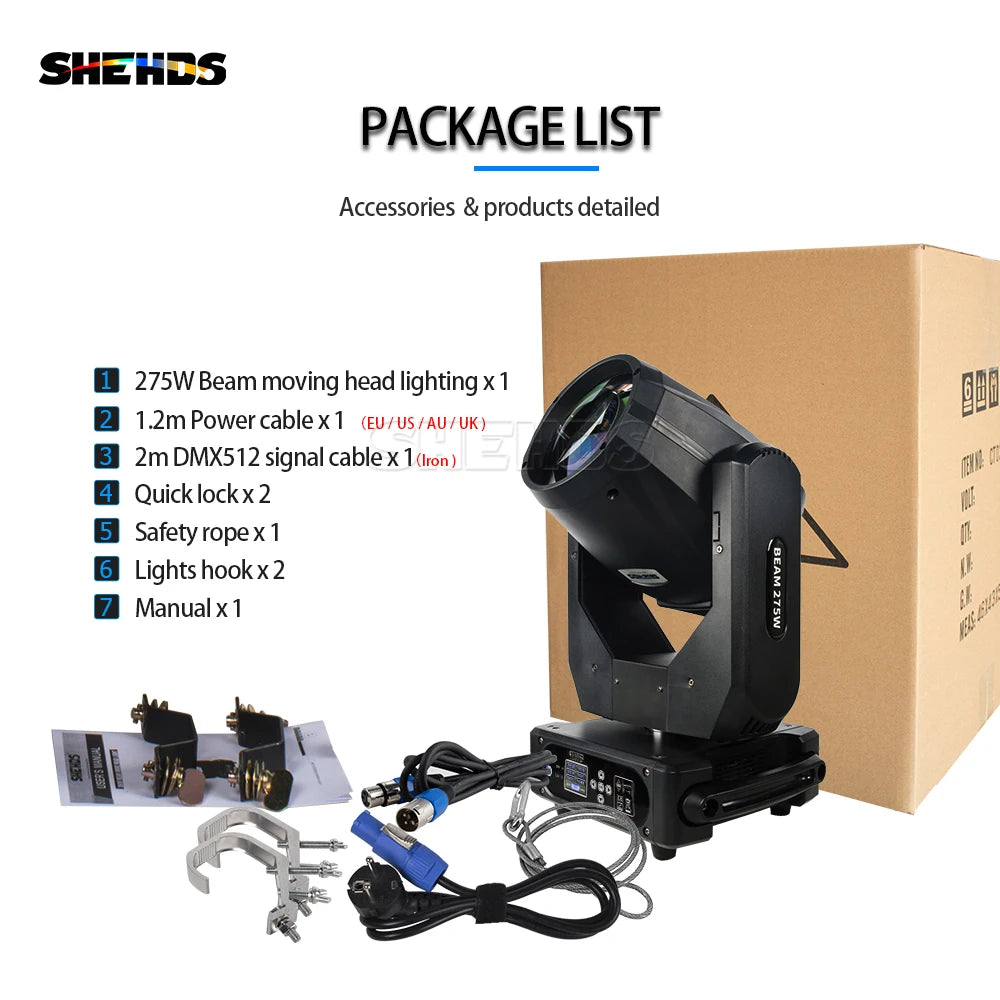 SHEHDS 275W Moving Head Light Double Prism DMX512 Stage Lighting