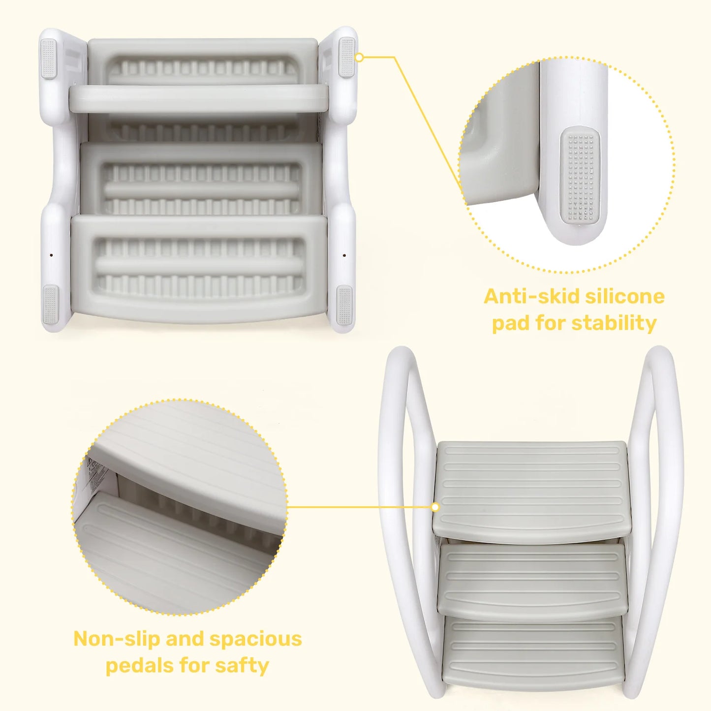 Toddler Step Stool, Kids Step Stool with Handles Sides, Plastic 3 Step Stool for Bathroom Sink,Kitchen Counter,Toilet Potty Trai
