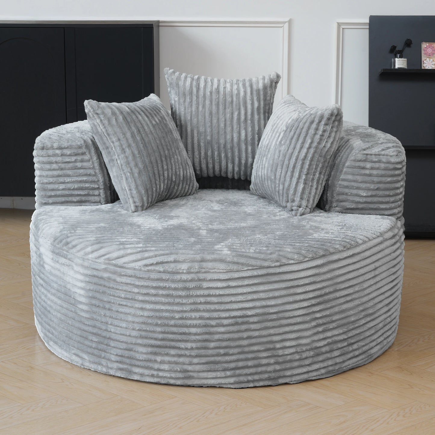 Sdorens Round Chair Lounge Chaise With Plush Faux Fur Sleeper