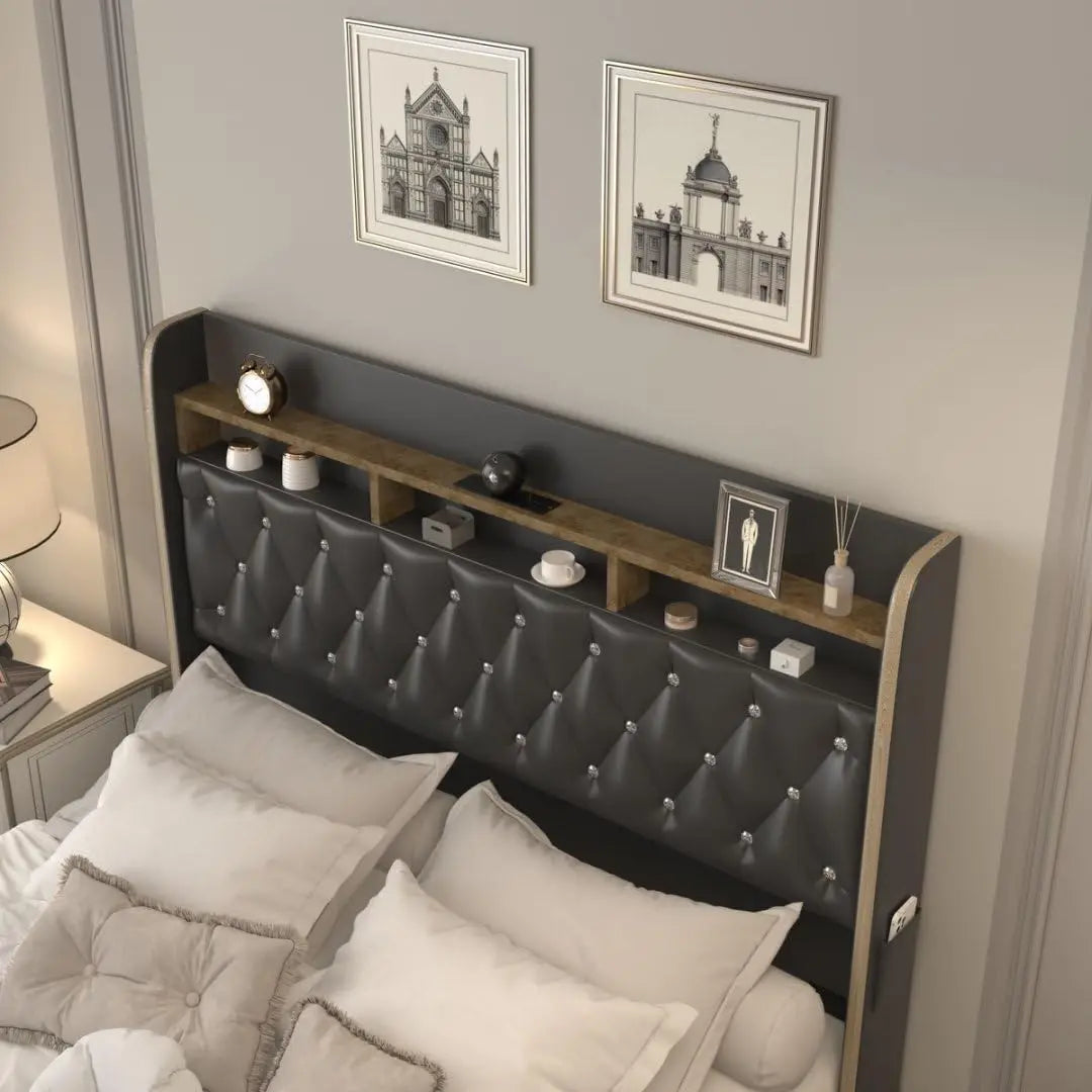SIBEDSCN Queen LED Bed Frame With Storage And Star Projector