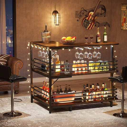 Little Tree L-Shaped Home Bar Unit With Wine Glasses Holder