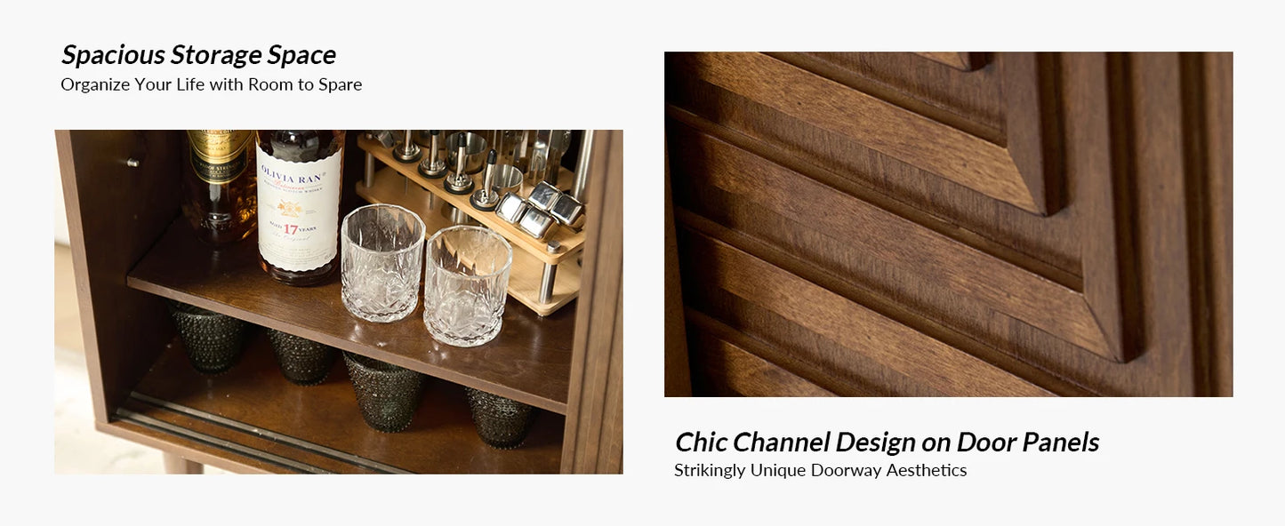 Coffee Bar Cabinet With Wine Racks And Adjustable Shelves