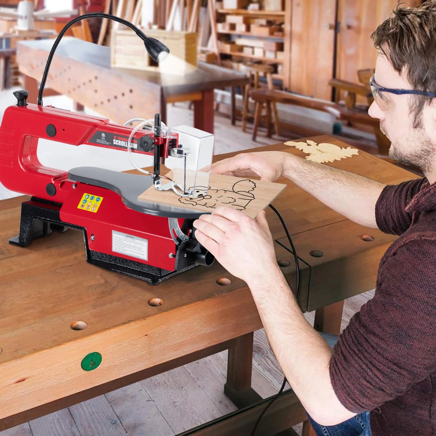 HiMISS Scroll Saw With Tilting Table, LED Light, Dust Port