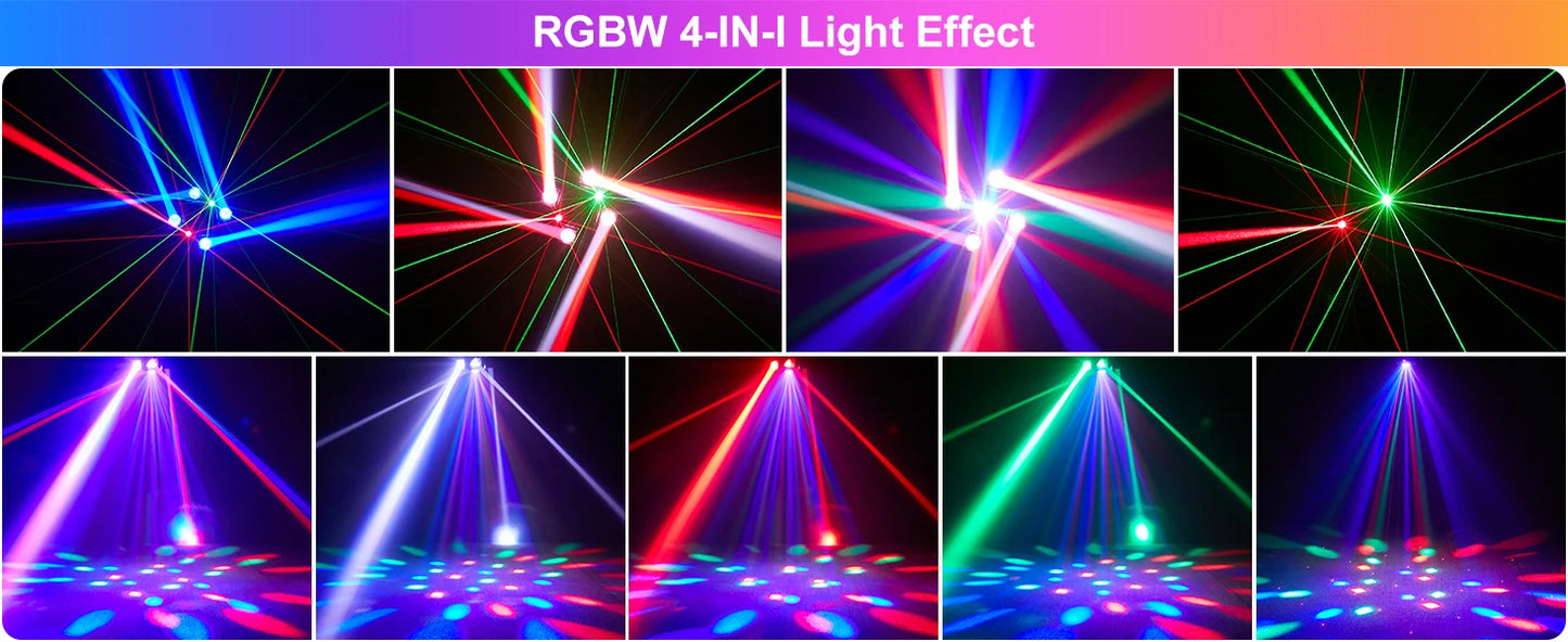 Yiflamefly 90W RGBW 4-IN-1 Lighting Effect and Starry Effect Controlled DMX512 Sound-activated For Bars Birthday Party Wedding