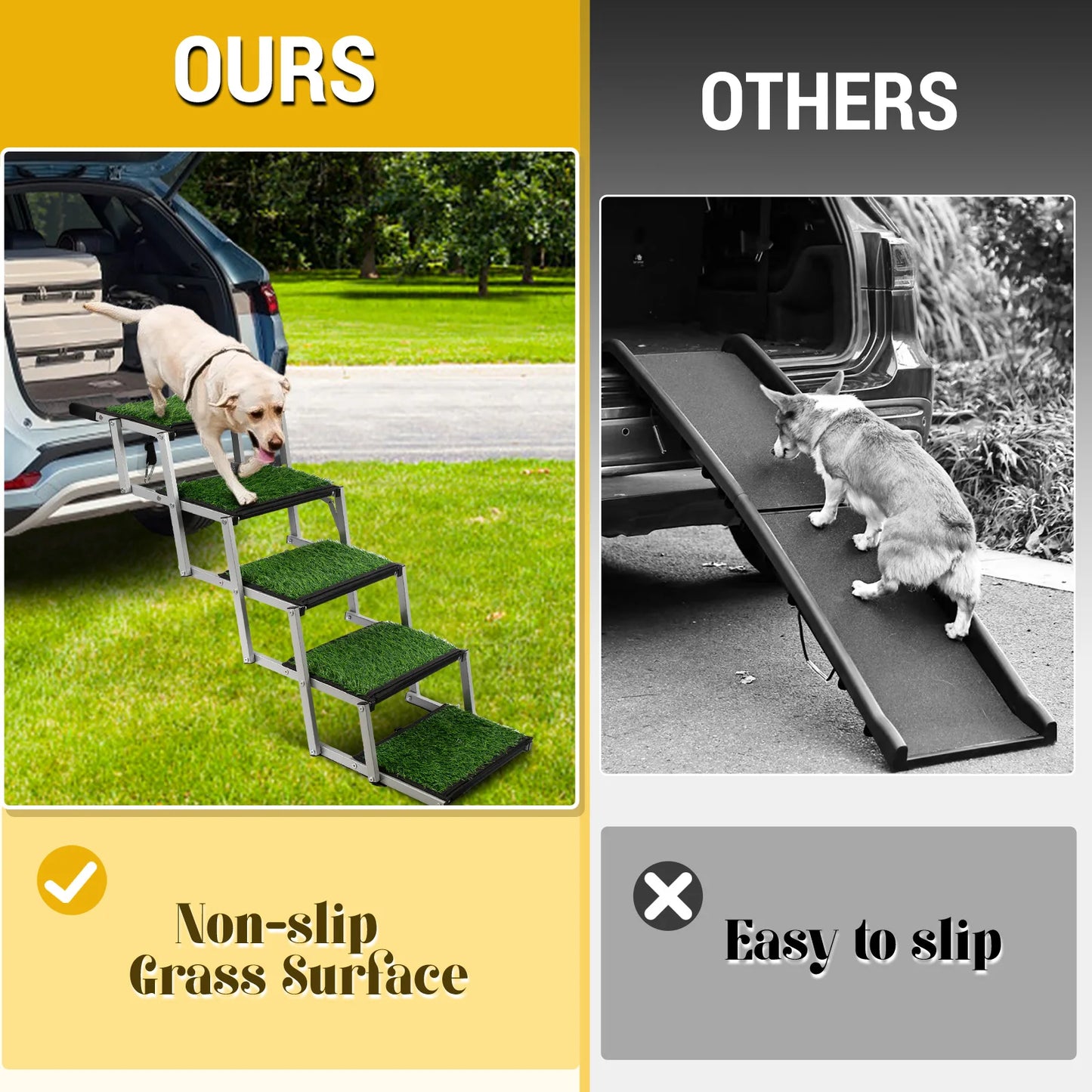 NONEDog Extra Wide Dog Stairs And Foldable Car Ramp