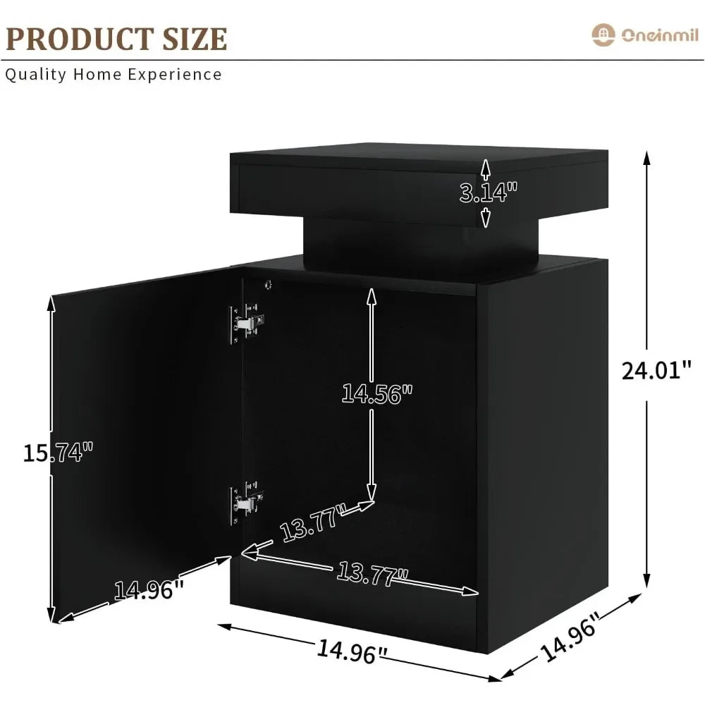 Nightstand Set of 2 With LED Lights