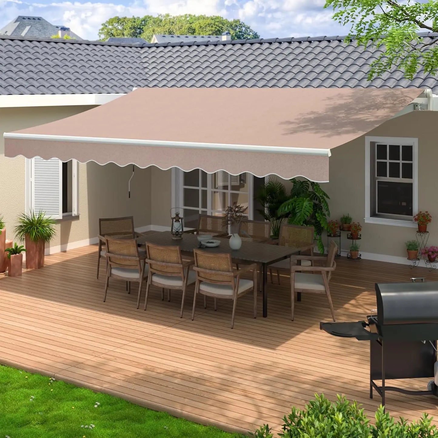 XMSJ Retractable Awning Sun Shade for Outdoor Patios