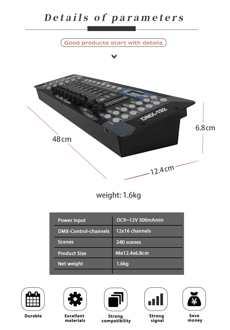 SHEHDS 192 DMX Controller for DJ Stage Lighting and Effects