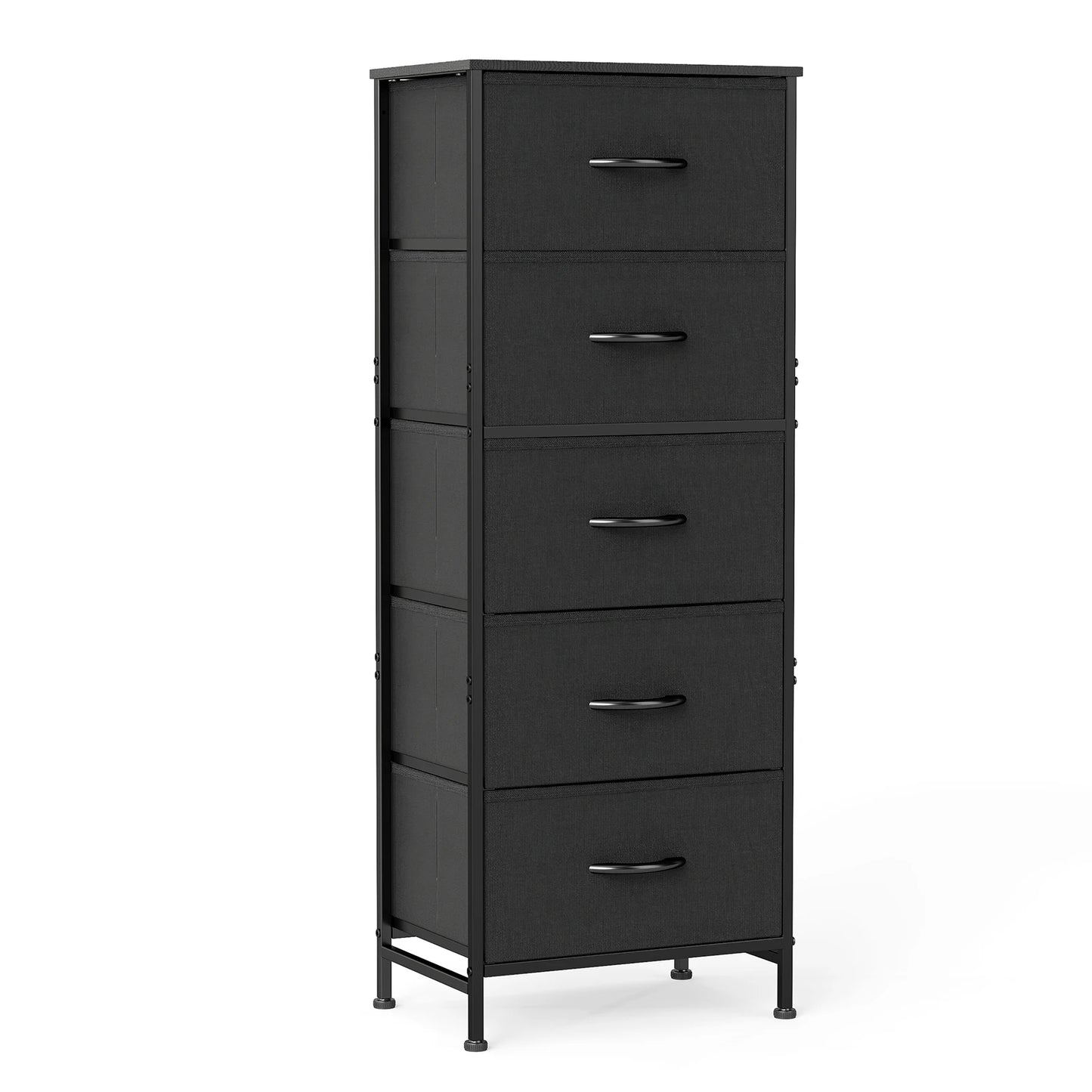 JHK Dresser With 5 Fabric Drawers And Steel Frame Storage