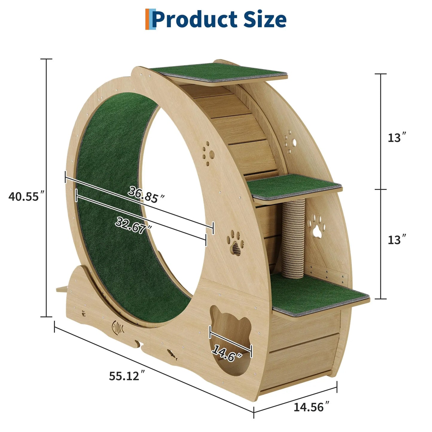 HiMISS 6 in 1 Cat Exercise Wheel Treadmill with Bowls