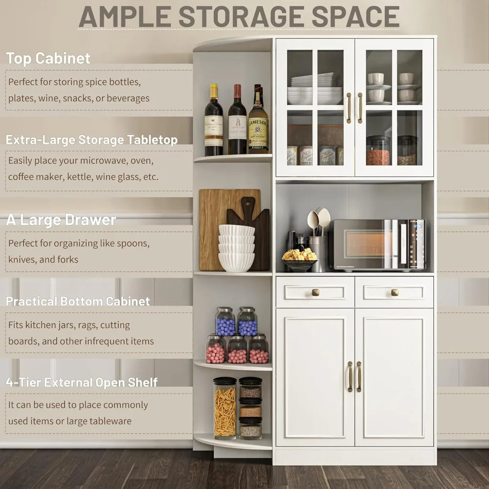 Pantry Storage Cabinet With Charging Station Farmhouse Kitchen Hutch