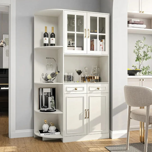 Pantry Storage Cabinet With Charging Station Farmhouse Kitchen Hutch
