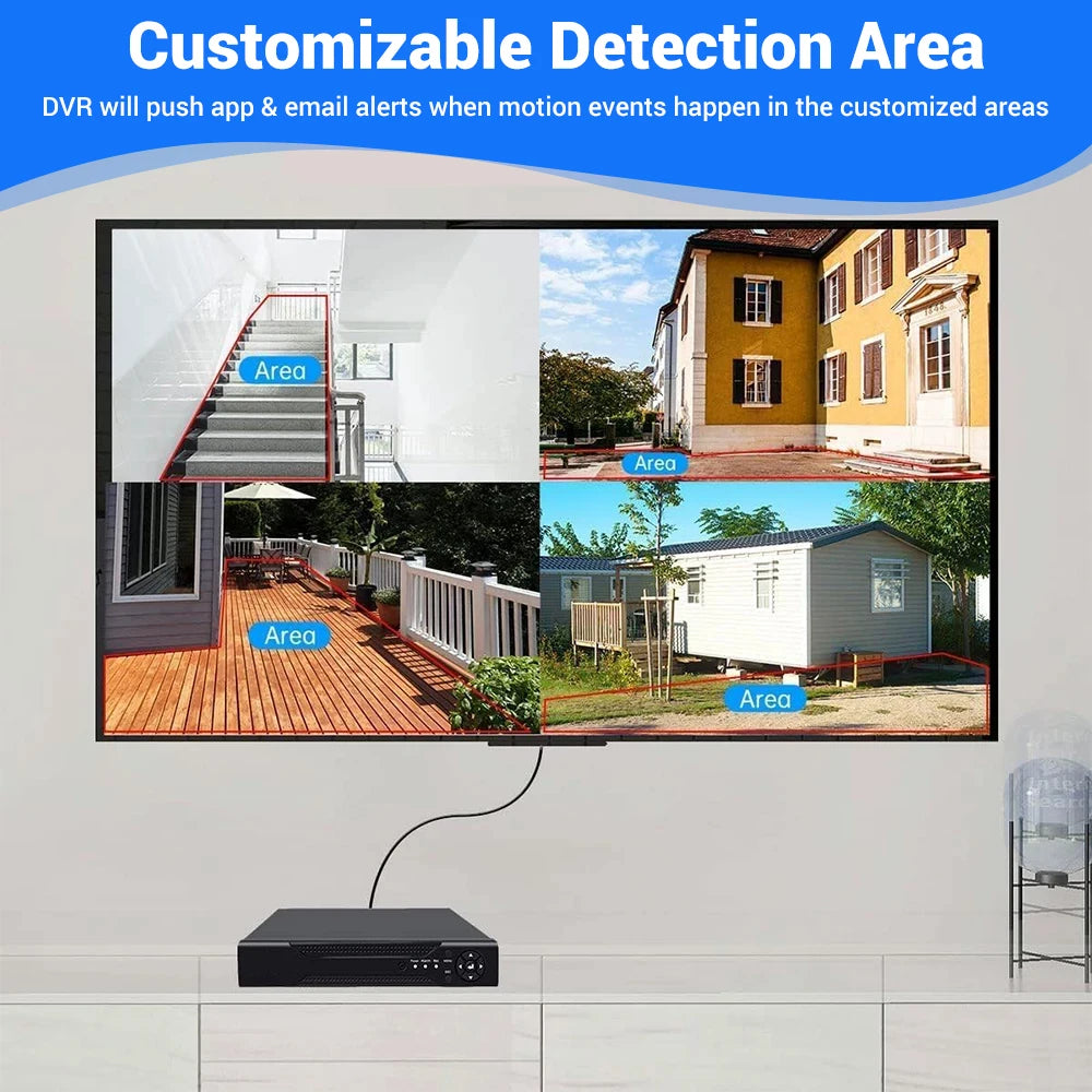 4CH 5MP-N AHD DVR Security Video Recorder H.265+ CCTV Digital Recorder Support Up to 8TB Hard Drive P2P Remote View Motion Detection Alarm with USB Mouse Power Adapter