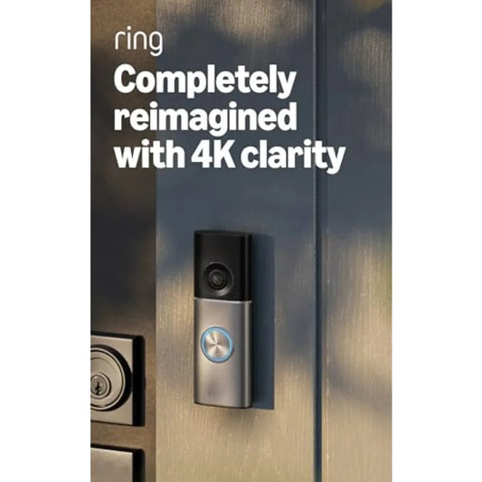 Ring Wired Doorbell Pro newest model for home or business security: Retinal 4K wide-angle video, 10x enhanced zoom, low-light s