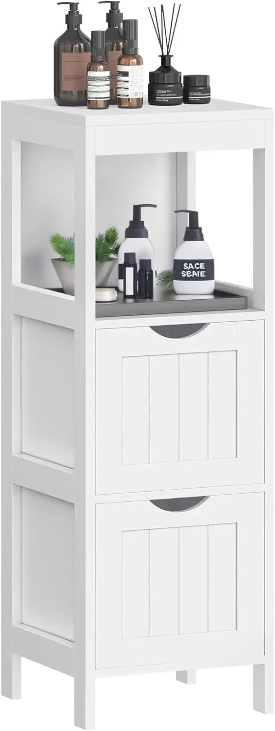 Storage Cabinet, Storage Organizer Rack Stand for Bathroom, Living Room, Multifunctional Corner Unit, 2 Drawers, 35 Inches in He