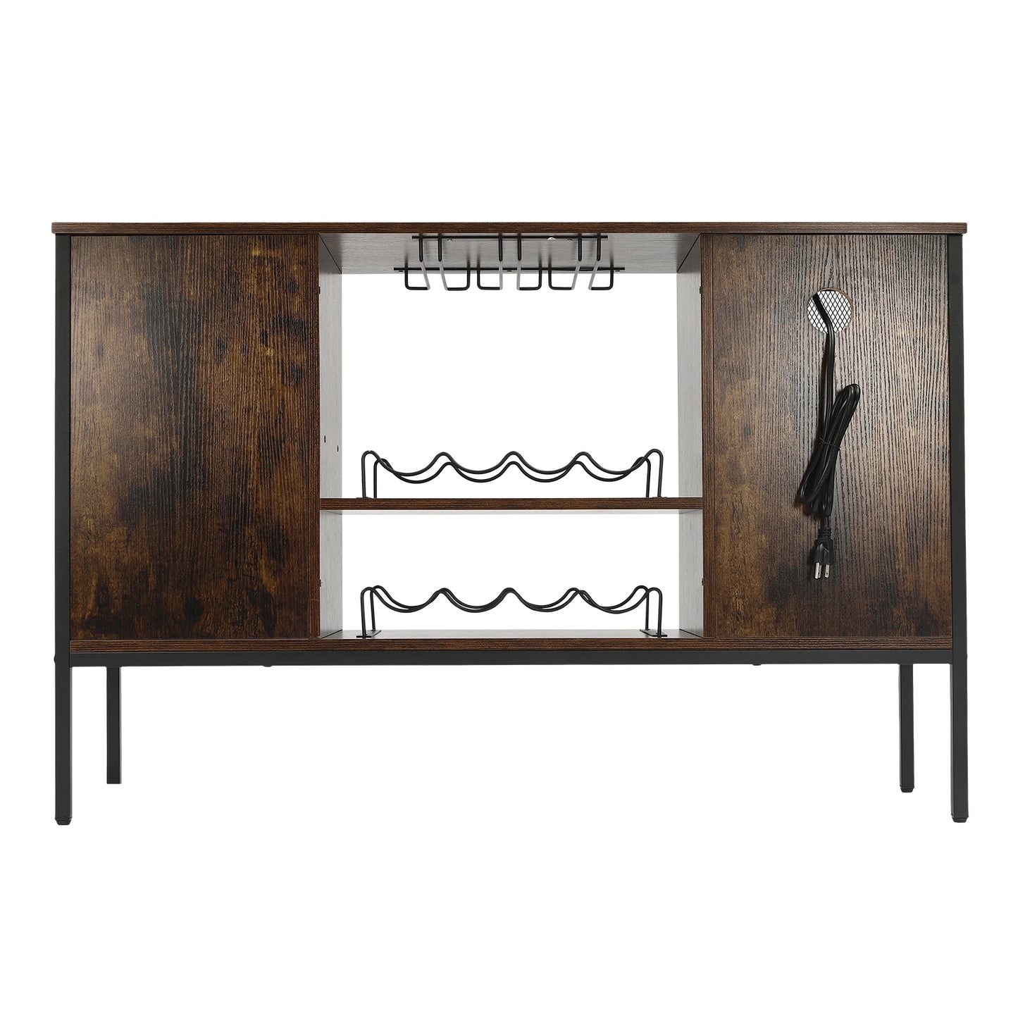 Wine Bar Cabinet With Glass Holder And Coffee Station