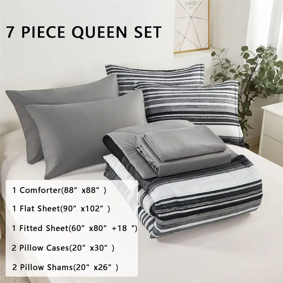Bed In A Bag Stripe Comforter Set All Season Bedding