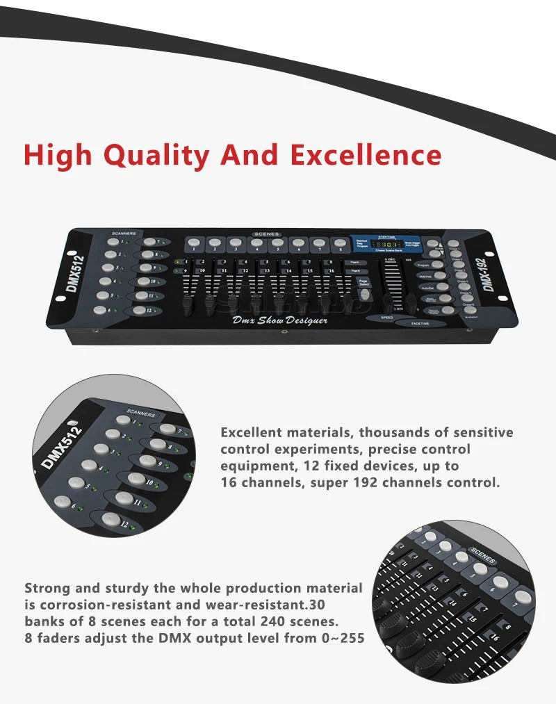 SHEHDS 192 DMX Controller for DJ Stage Lighting and Effects