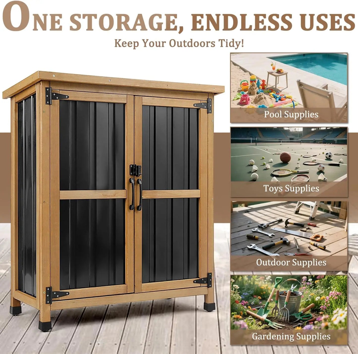 PetsCosset Weatherproof Outdoor Storage Shed Garden Cabinet