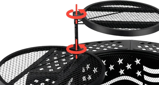 Outdoor Fire Pit With Grills Heavy Duty Metal Round