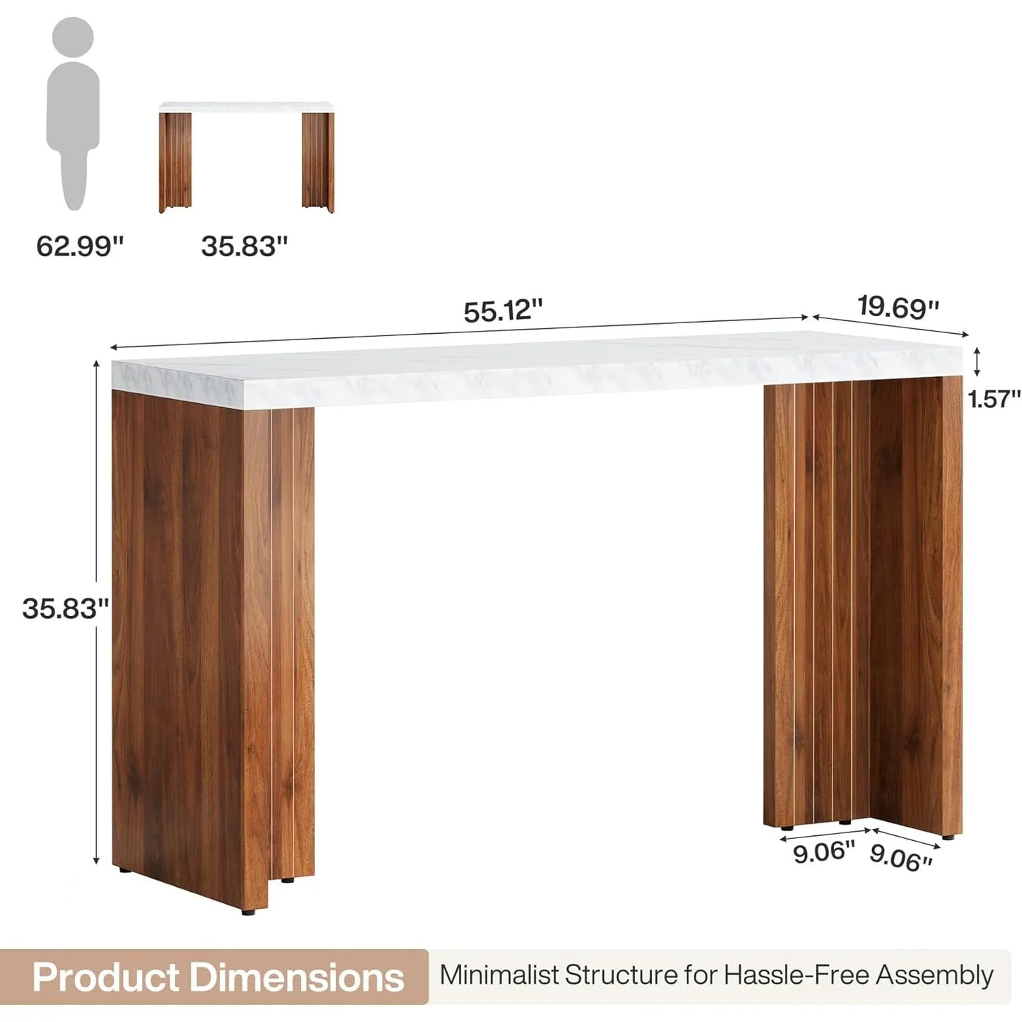 LITTLE TREE Home Bar Unit, 55.12-Inch Bar Table, Modern Freestanding Mini Bar for Home Kitchen, Living Room, Balcony, Basement