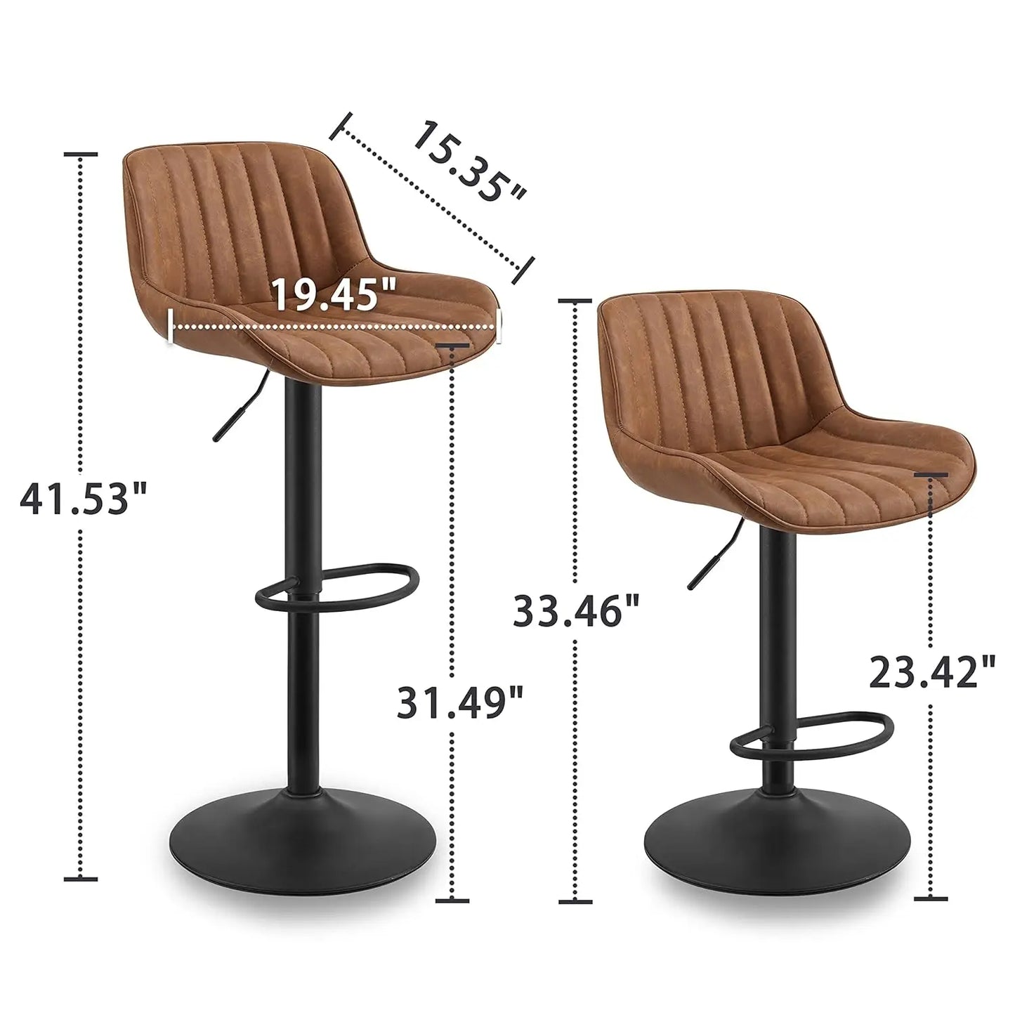 Bar Stools Set of 4, Mid Century Modern Faux Leather Swivel Adjustable Height Bar Stool, Counter Height Pub Bar, Customized