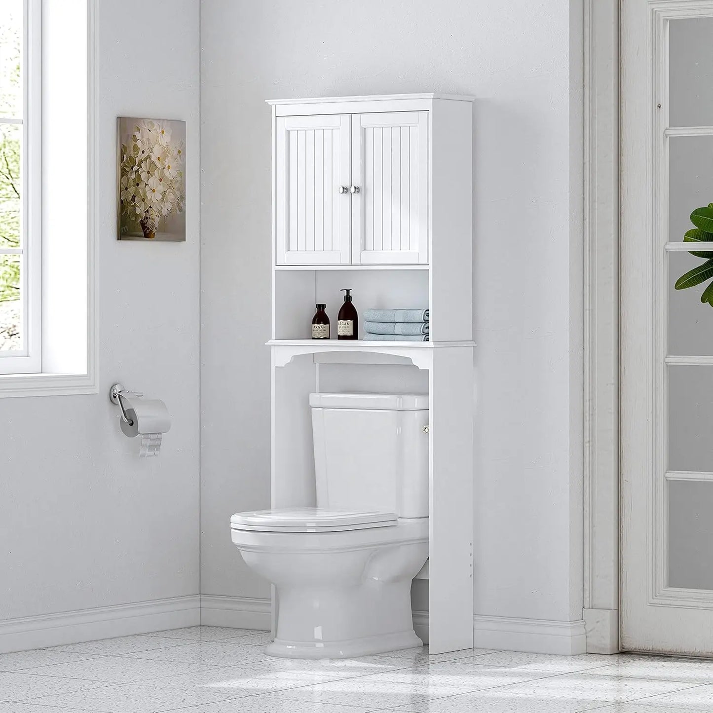 Over The Toilet Storage Cabinet, Bathroom Shelf Over Toilet, Bathroom Storage Cabinet Organizer, White