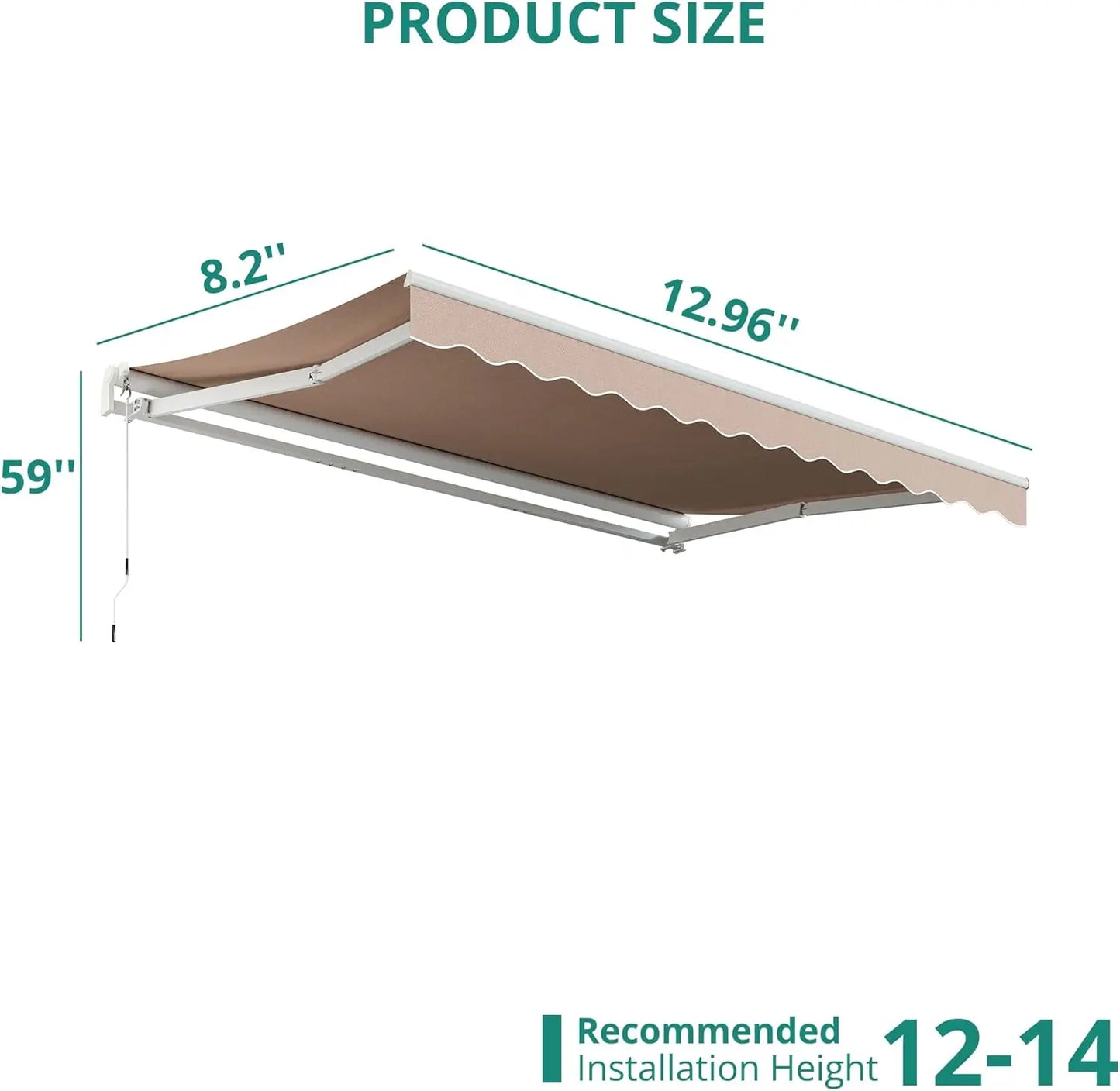 XMSJ Retractable Awning Sun Shade for Outdoor Patios