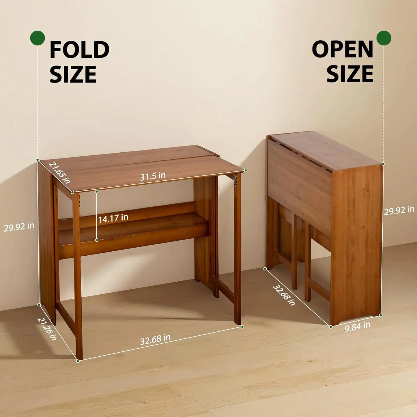 Bamboo Folding Laptop Desk for Home Office and Living Spaces