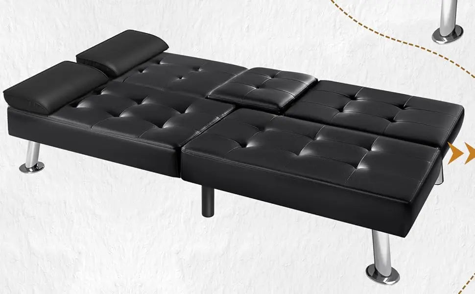 Victone Futon Sofa Bed Modern Faux Leather Couch Bed Convertible