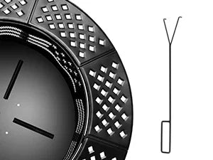 Outdoor Fire Pit With Grills Heavy Duty Metal Round