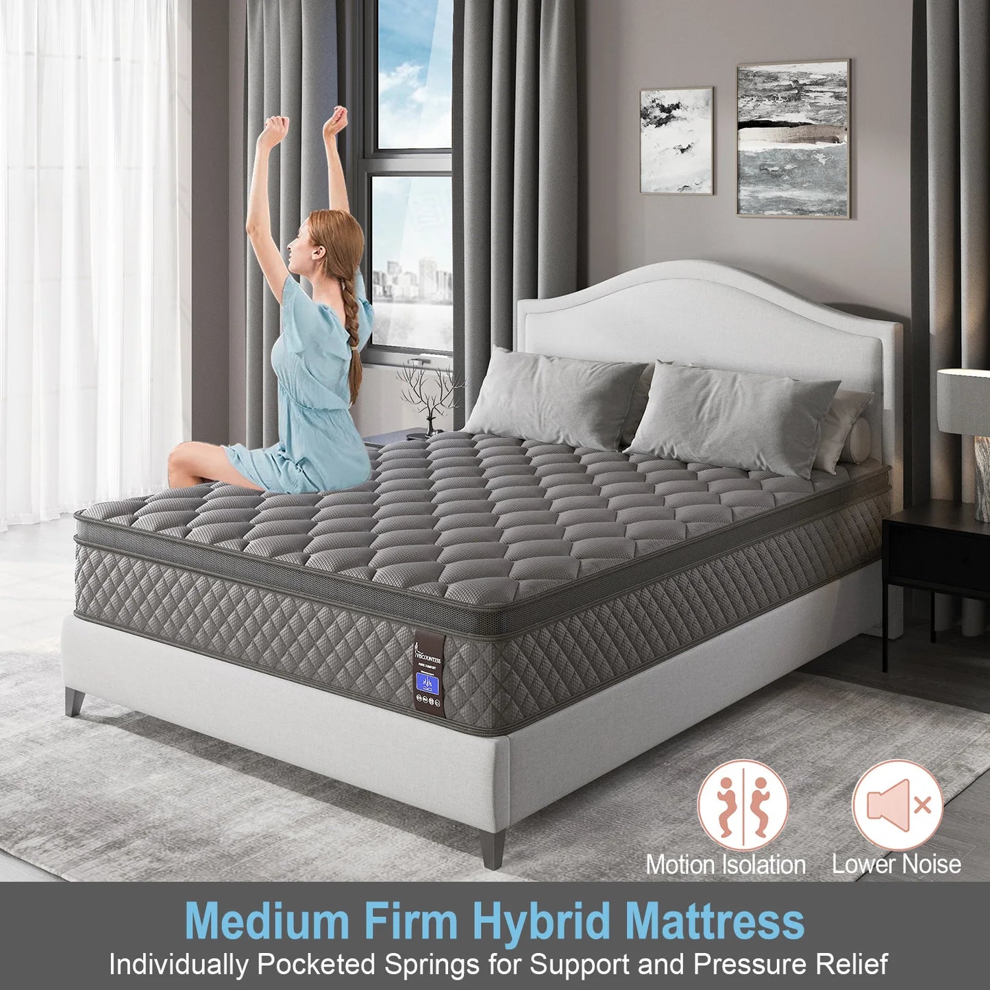 Viscountess Hybrid Mattress In A Box With Memory Foam And Pocket Springs