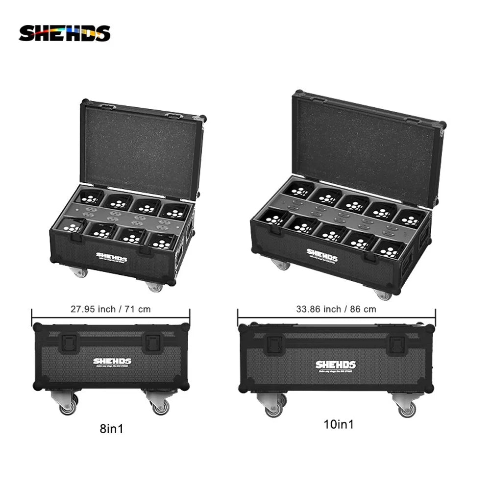SHEHDS Wireless Battery PAR Light With Flight Case RGBWA UV