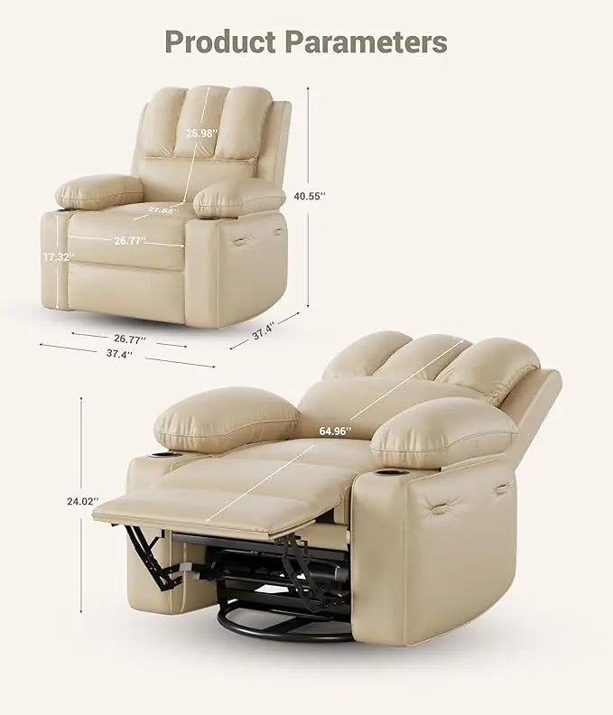 Leather Recliner Chair Overstuffed Manual Recliner For Living Room