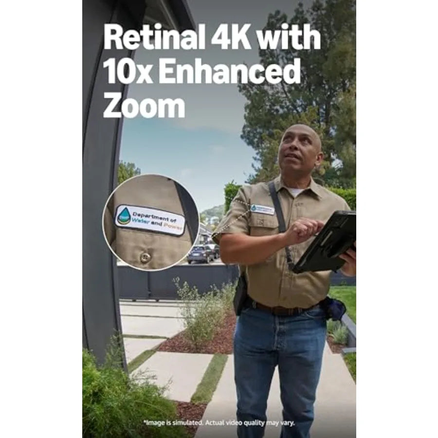 Ring Wired Doorbell Pro newest model for home or business security: Retinal 4K wide-angle video, 10x enhanced zoom, low-light s