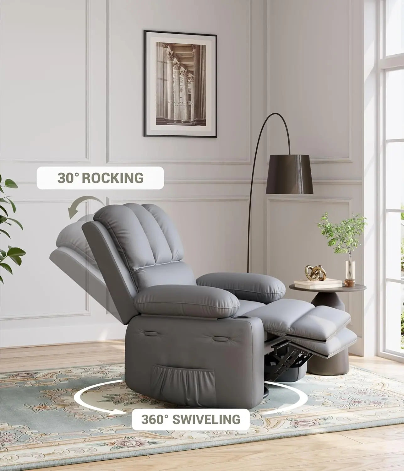 Leather Recliner Chair Overstuffed Manual Recliner For Living Room