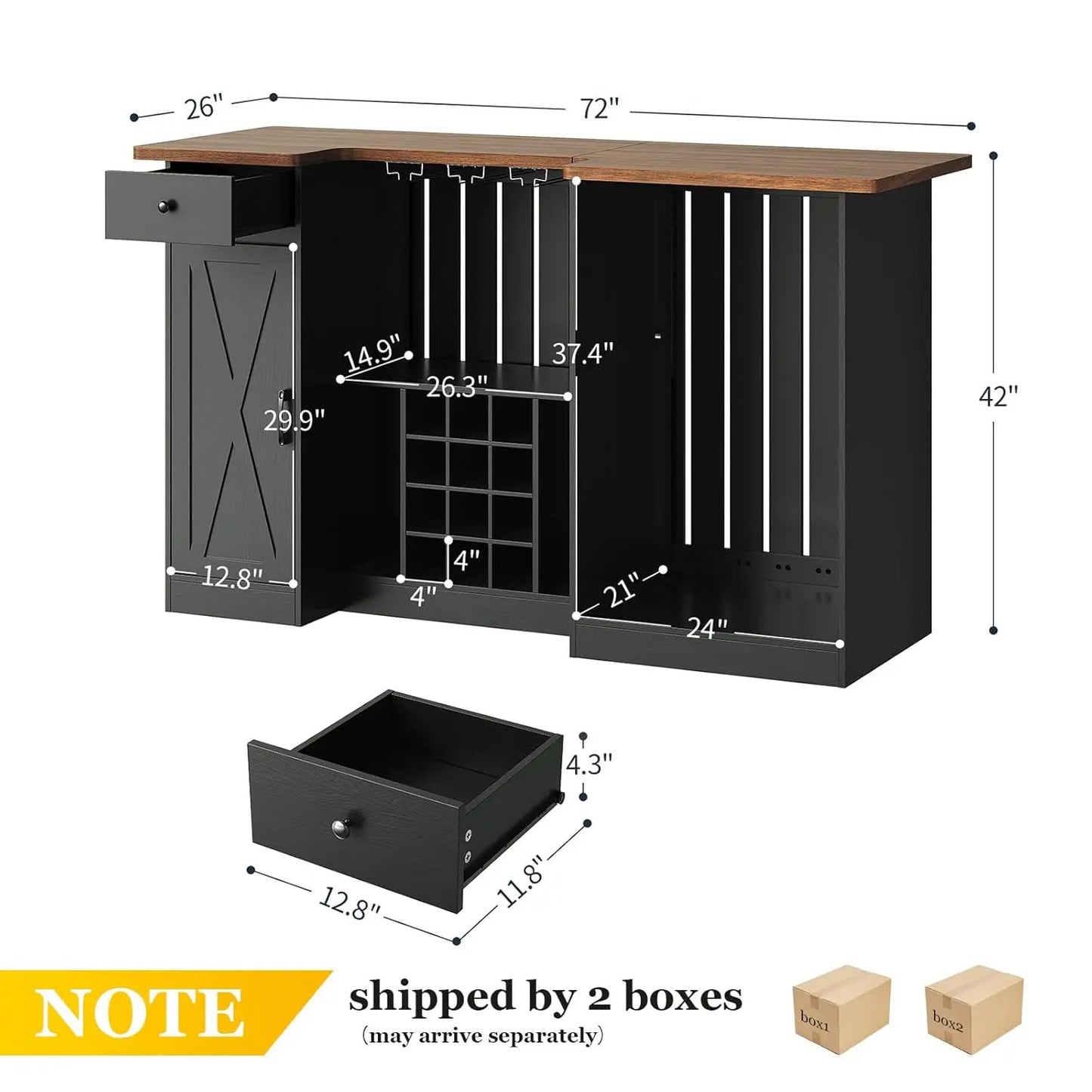 U Shape Liquor Cabinet With Fridge Space And Wine Rack