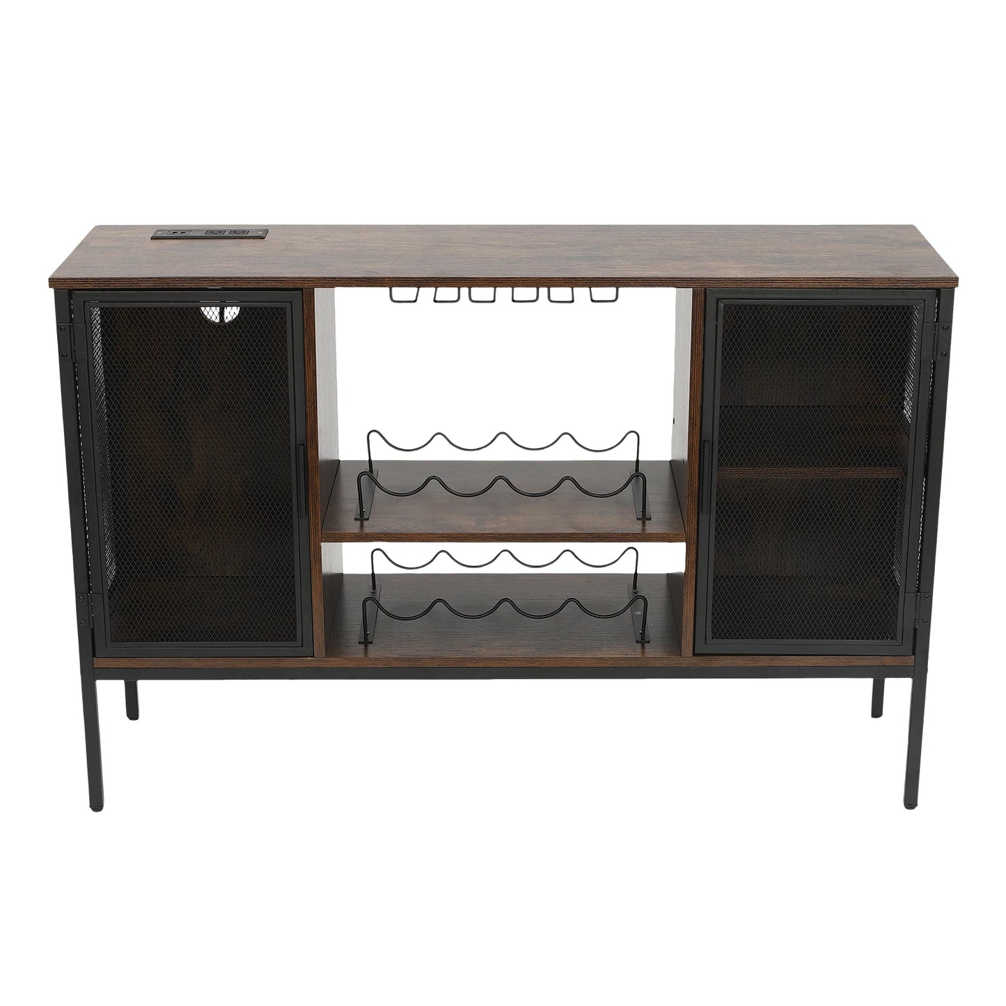 Wine Bar Cabinet With Glass Holder And Coffee Station