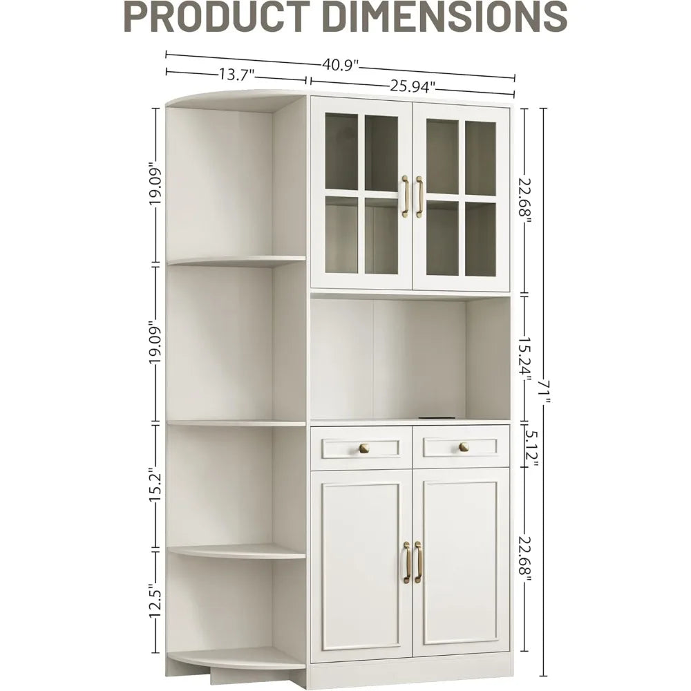 Pantry Storage Cabinet With Charging Station Farmhouse Kitchen Hutch