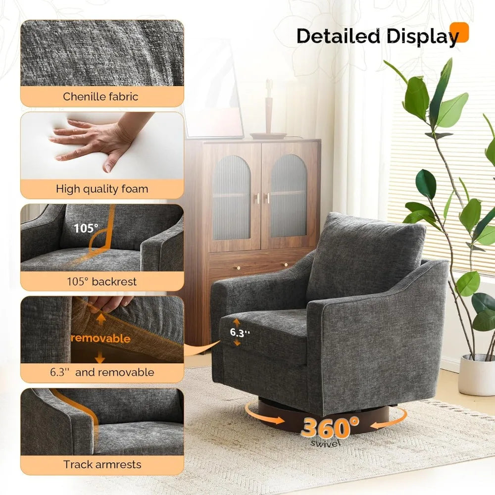 DAFIFY Mid Century Swivel Accent Chair 360 Degree Upholstered Armchair