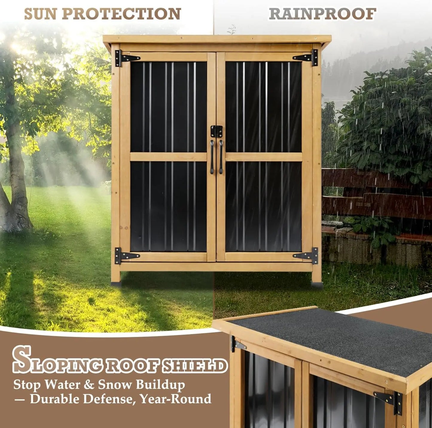 PetsCosset Weatherproof Outdoor Storage Shed Garden Cabinet