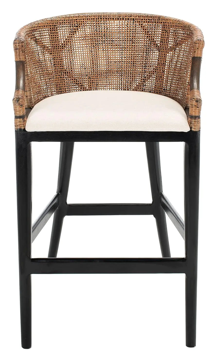 Brando 30-inch Fully Assembled Solid Wood Bar Stool - Tropical Coastal Natural Wash Legs Cushion Home Collection), Customized
